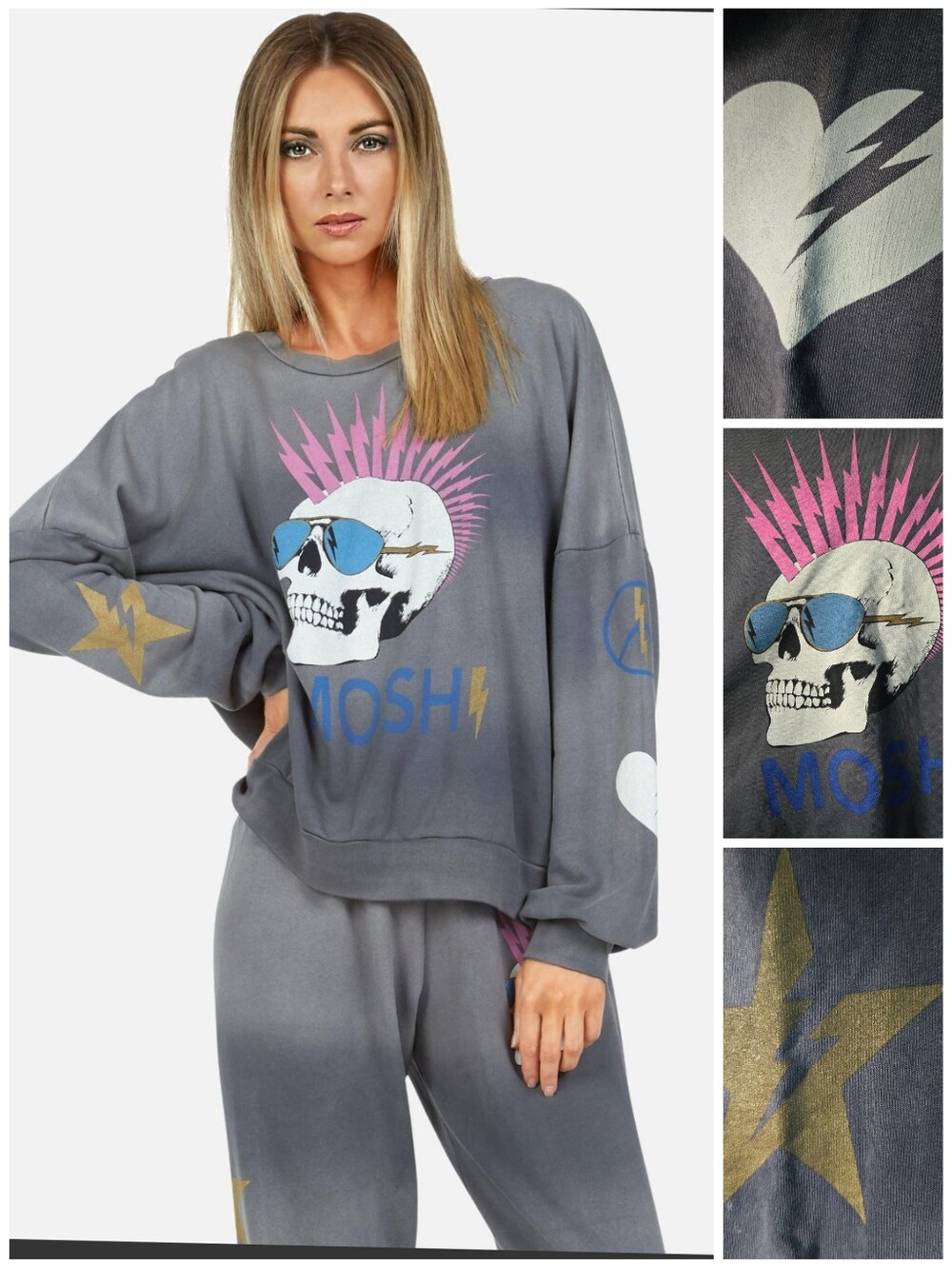 Lauren Moshi Lightening Skull sierra sweatshirt